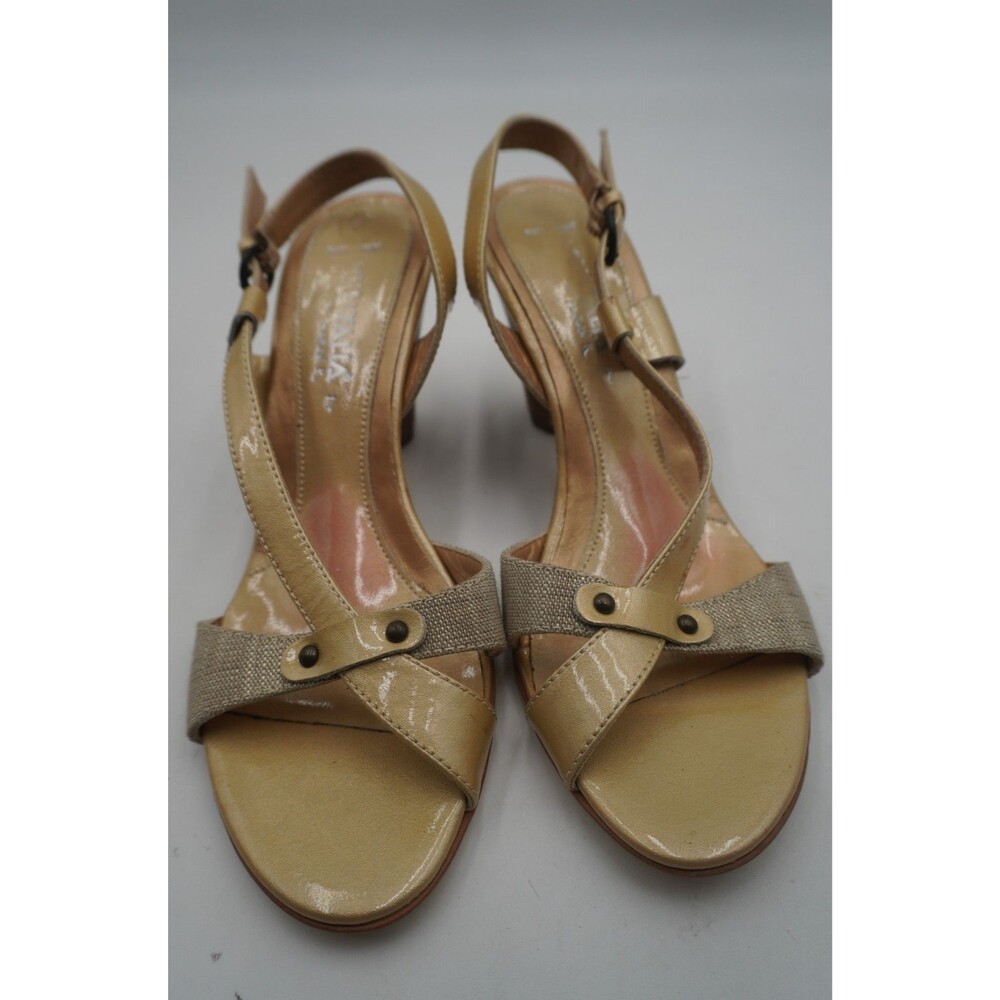 AQUATALIA by Marvin K Yellow Leather Strappy Sandals Wooden Block Heel Size 7